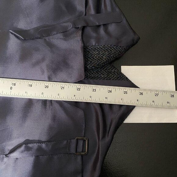 Walker Slater Harris Tweed Ramsey Waistcoat Size 44R Navy Blue Herringbone Vest - Picture 12 of 12